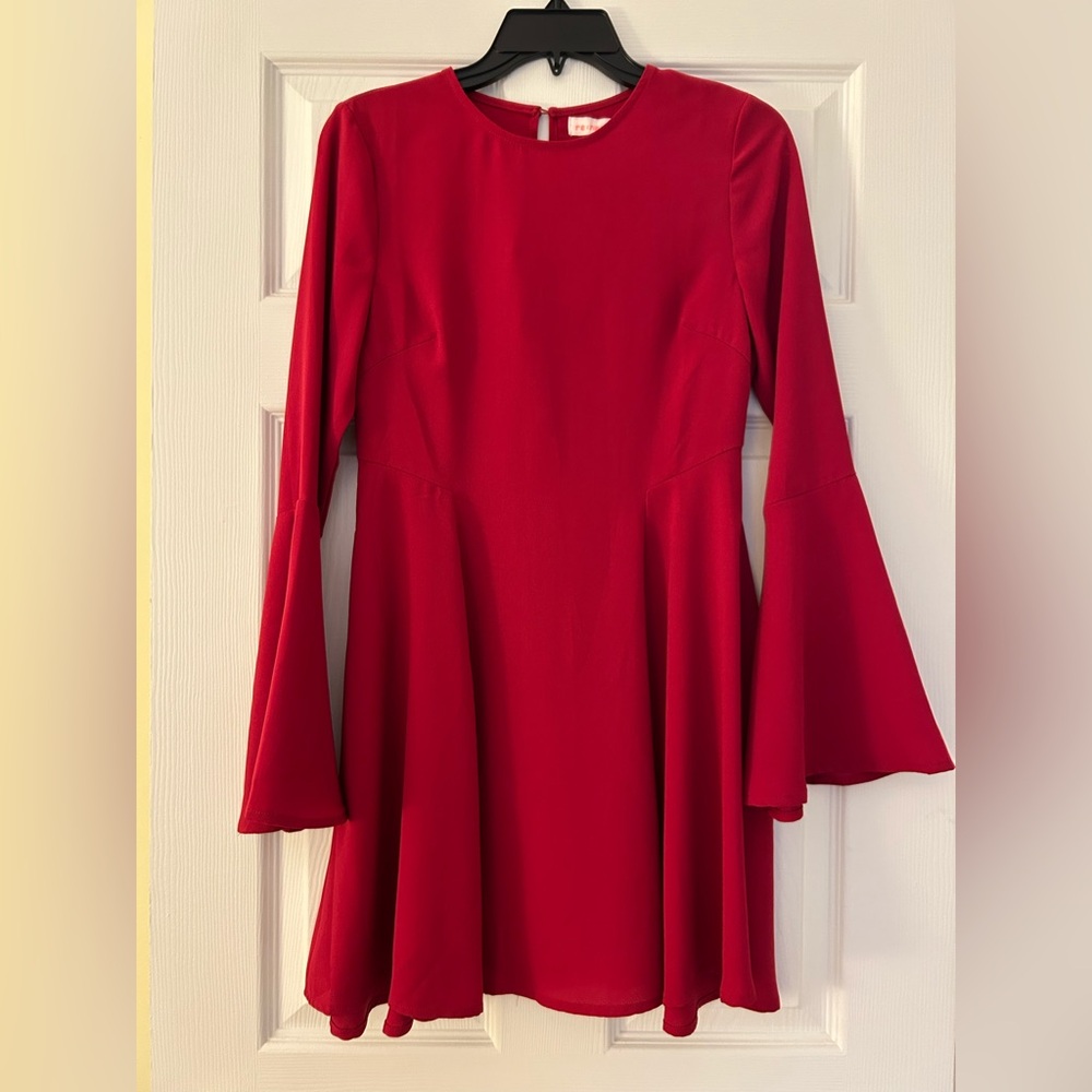 re:named Vibrant Red Long Sleeve Dress